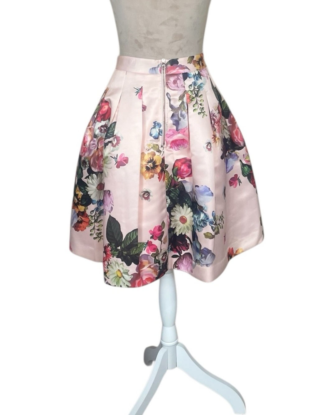 Ted Baker Pink “Flowtii Oil Painting” Floral Print A-Line Skirt - Picture 4 of 14